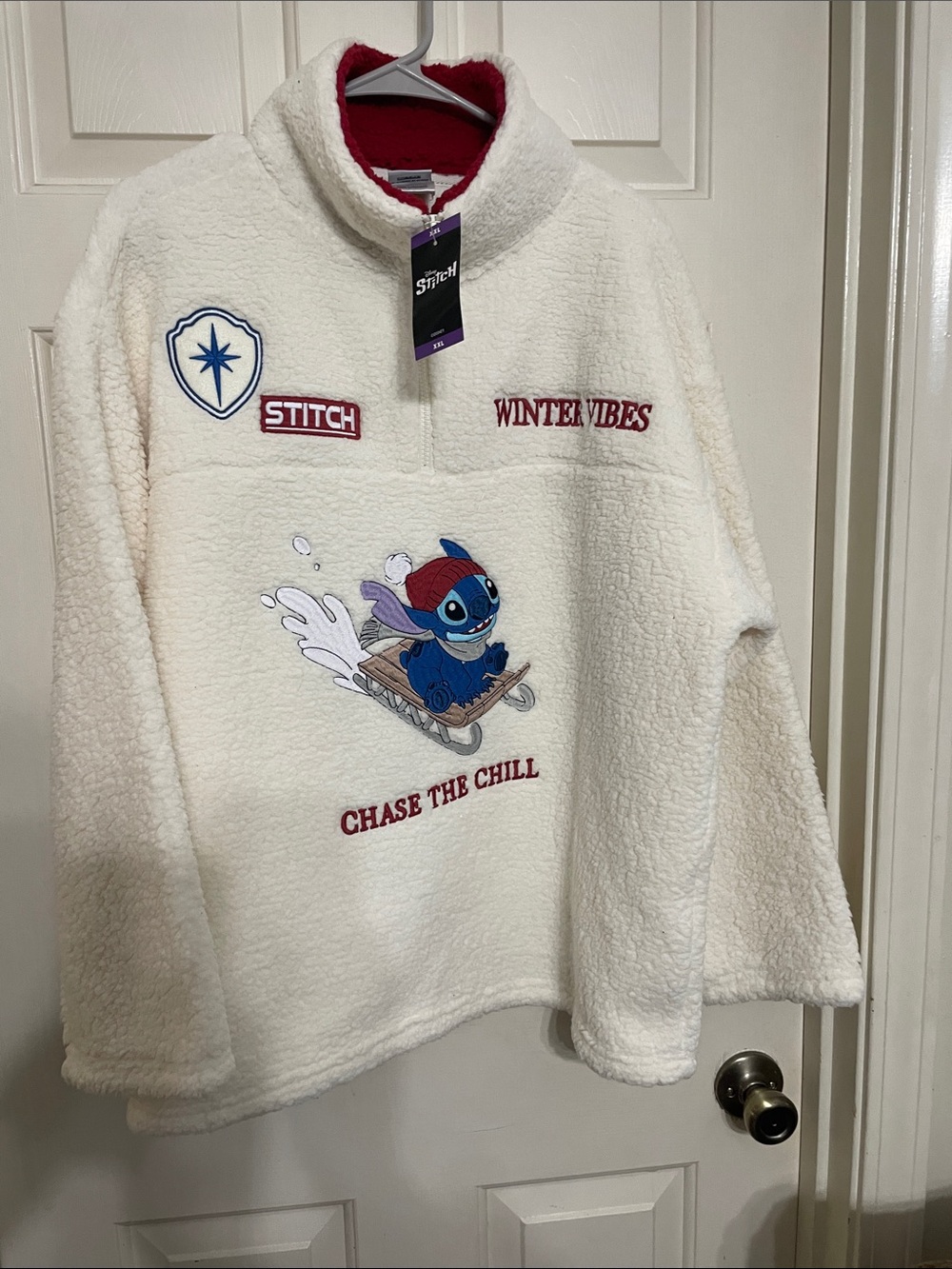 Stitch 'Winter Vibes' Cream Pullover with Blue Character
